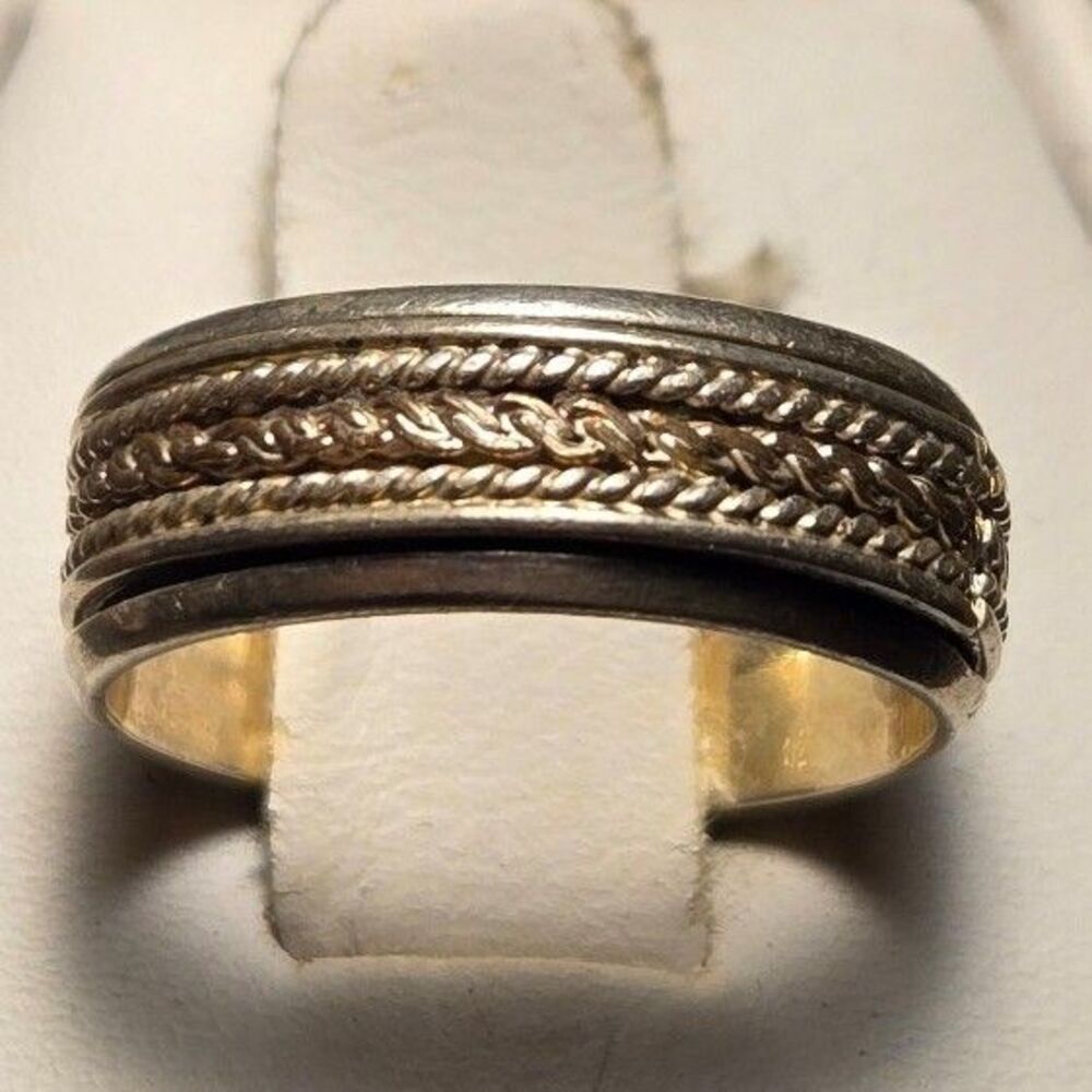 Fidget Thick Band vintage sterling silver ring sz 5